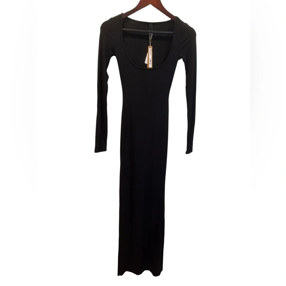 Skims Soft Lounge Long Sleeves/ Maxi Dress/ Ribbed‎ Onyx/   Size XS - Picture 2 of 5